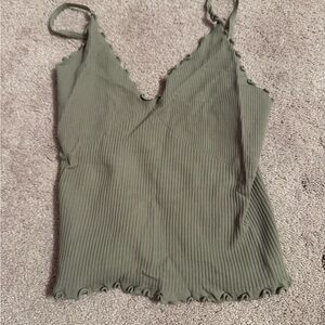 Free People Intimately Olive Green Ribbed Women's Top